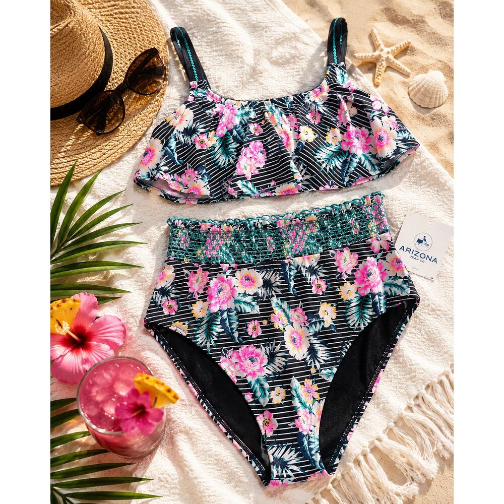 ARIZONA Jean Co Floral Stripe Bikini Set NWT Size Small